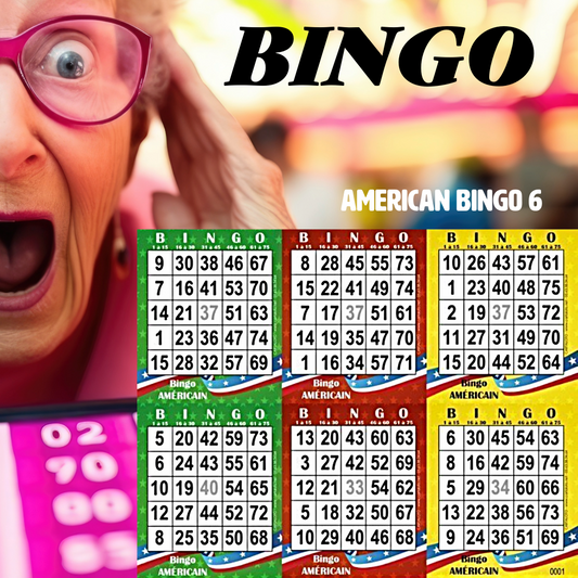 US/American Bingo 6 -Bingolaput-ruudukot myydään 250 pelin erissä