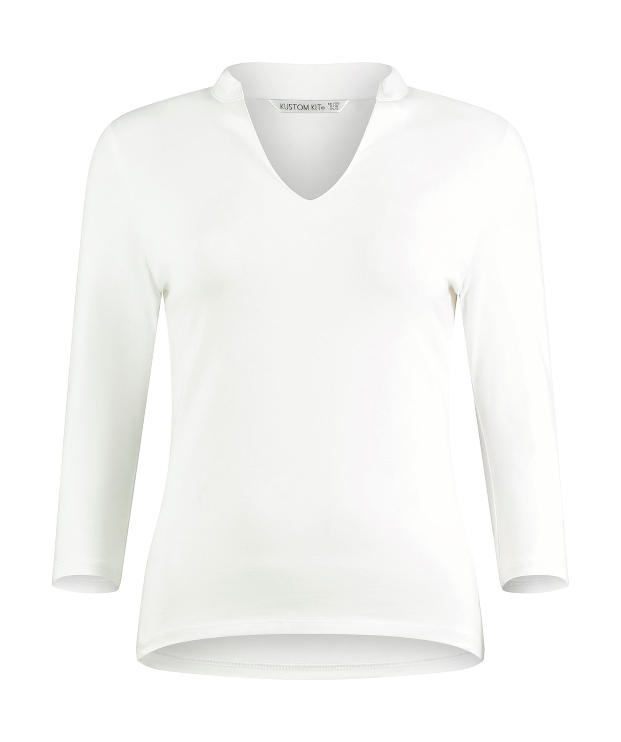 Kustom Kit Regular Fit Mandarin Collar Top 3/4 Sleeve