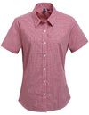 Premier Workwear Women´s Microcheck (Gingham) Short Sleeve Cotton Shirt  --PW321
