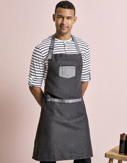 Premier Workwear Domain Contrast Denim Bib Apron  --PW127