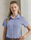 Premier Workwear Women´s Microcheck (Gingham) Short Sleeve Cotton Shirt  --PW321