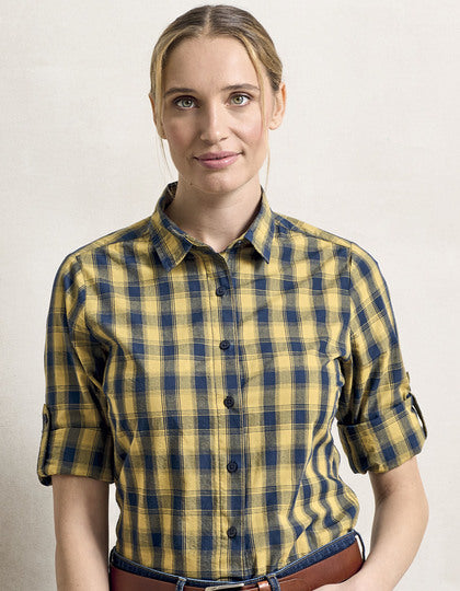 Premier Workwear Women´s Mulligan Check Cotton Long Sleeve Shirt  --PW350