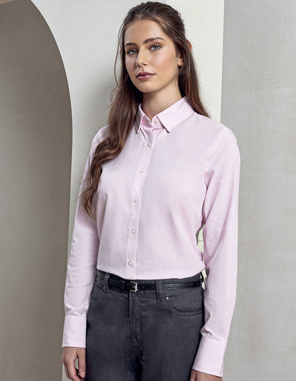 Premier Workwear Women´s Cotton Rich Oxford Stripes Shirt  --PW338