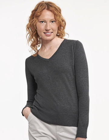 Russell Collection Ladies´ V-Neck Knitted Pullover - R-710F-0