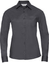 Russell Collection Naisten kauluspaita pitkähihainen polycotton popliini Classic (934F)