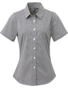 Premier Workwear Women´s Microcheck (Gingham) Short Sleeve Cotton Shirt  --PW321