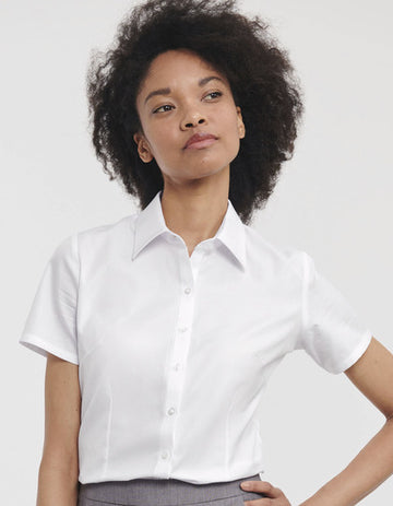 Russell Collection Ladies´ Short Sleeve Herringbone Shirt  -R-963F-0