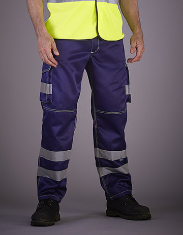 YOKO Hi-Vis Cargo Trousers With Knee Pad Pockets  HV018T