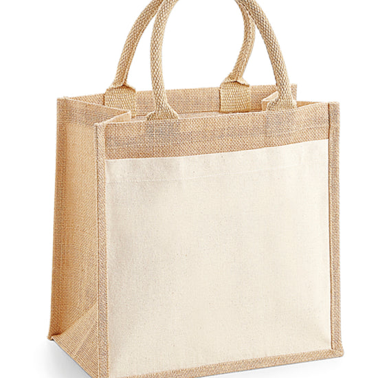 Cotton Pocket Jute Midi Tote