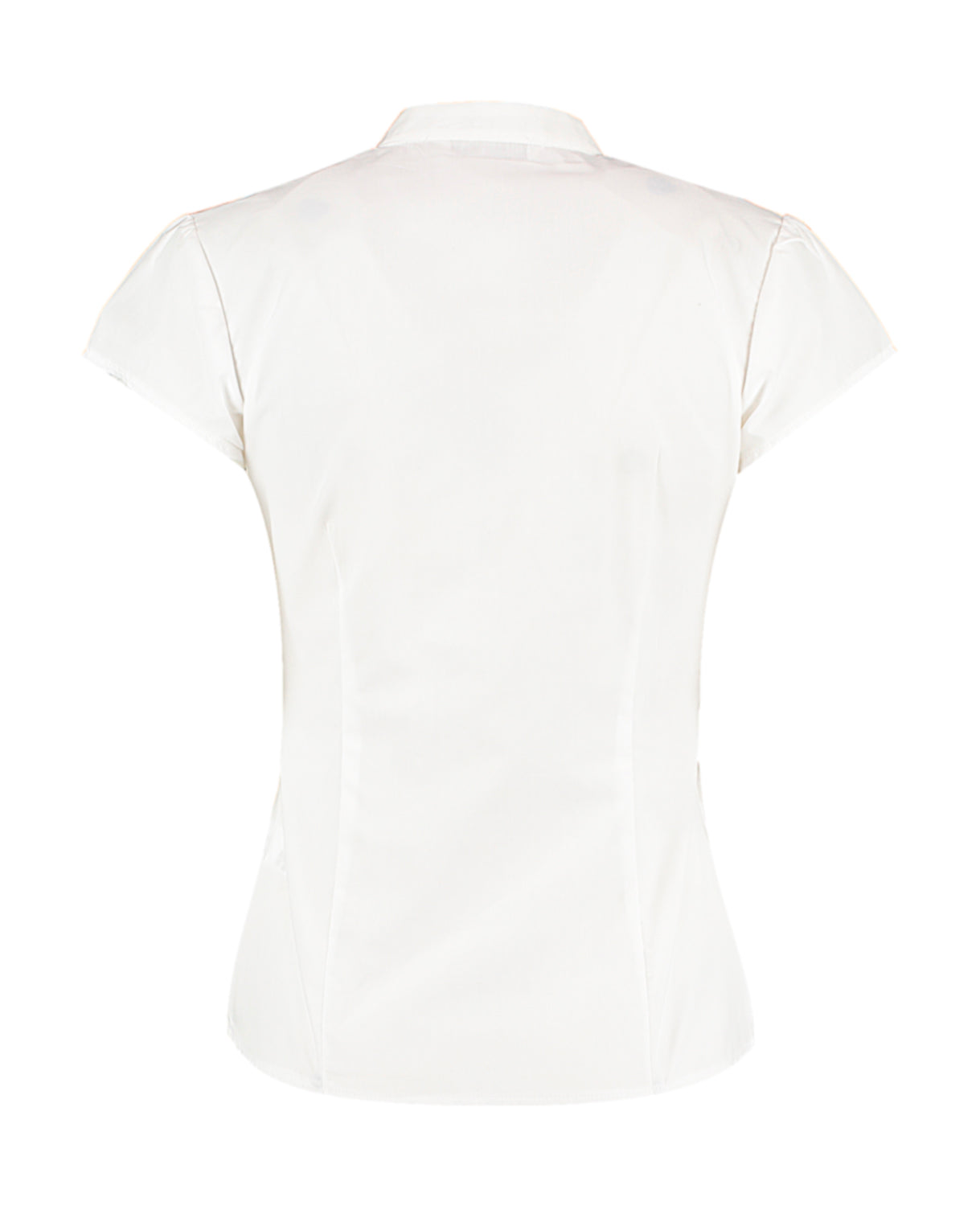 Kustom Kit Tailored Fit Mandarin Collar Poplin Blouse Cap Sleeve