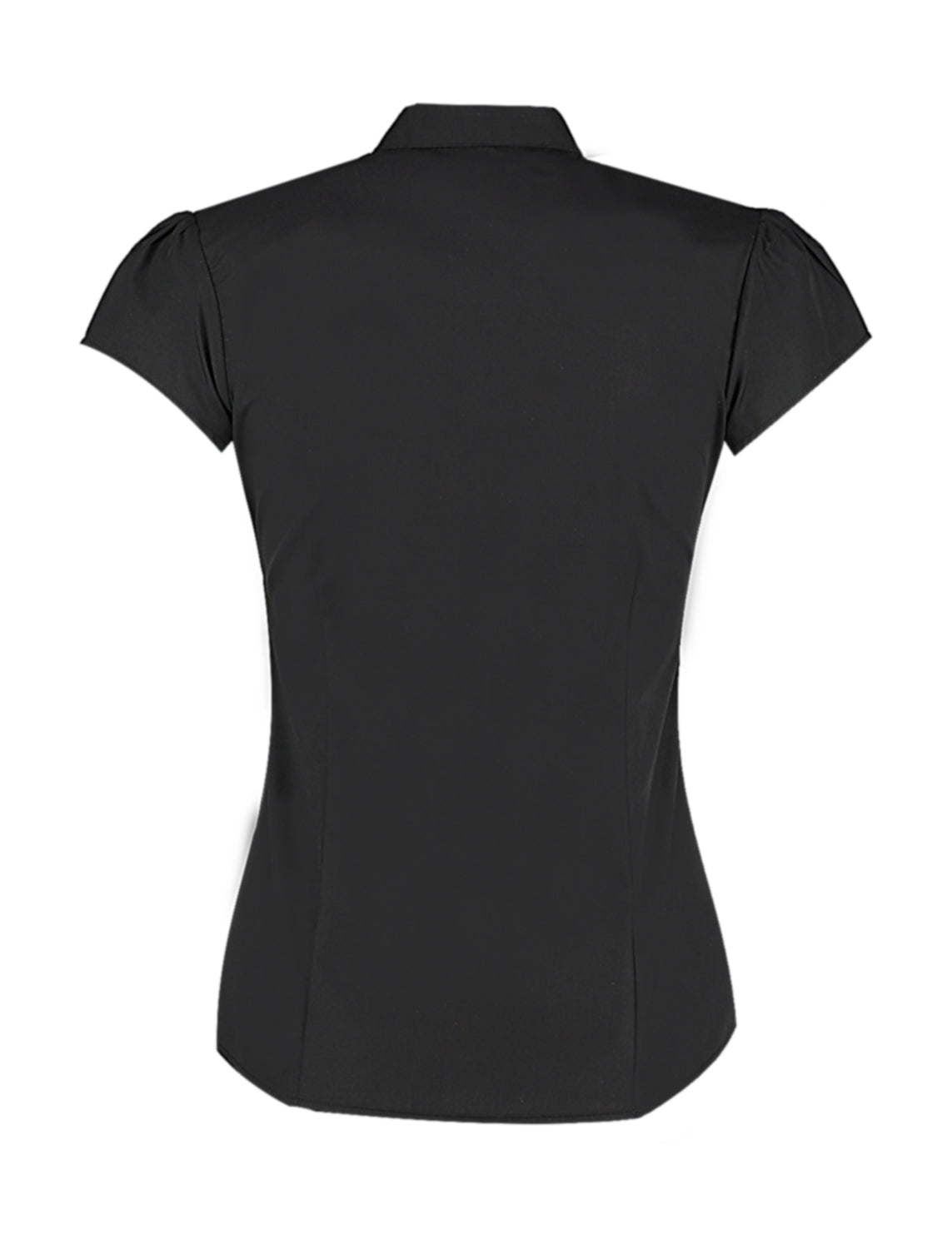 Kustom Kit Tailored Fit Mandarin Collar Poplin Blouse Cap Sleeve