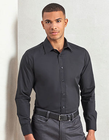 Premier Workwear Men´s Long Sleeve Fitted Poplin Shirt  --PW204