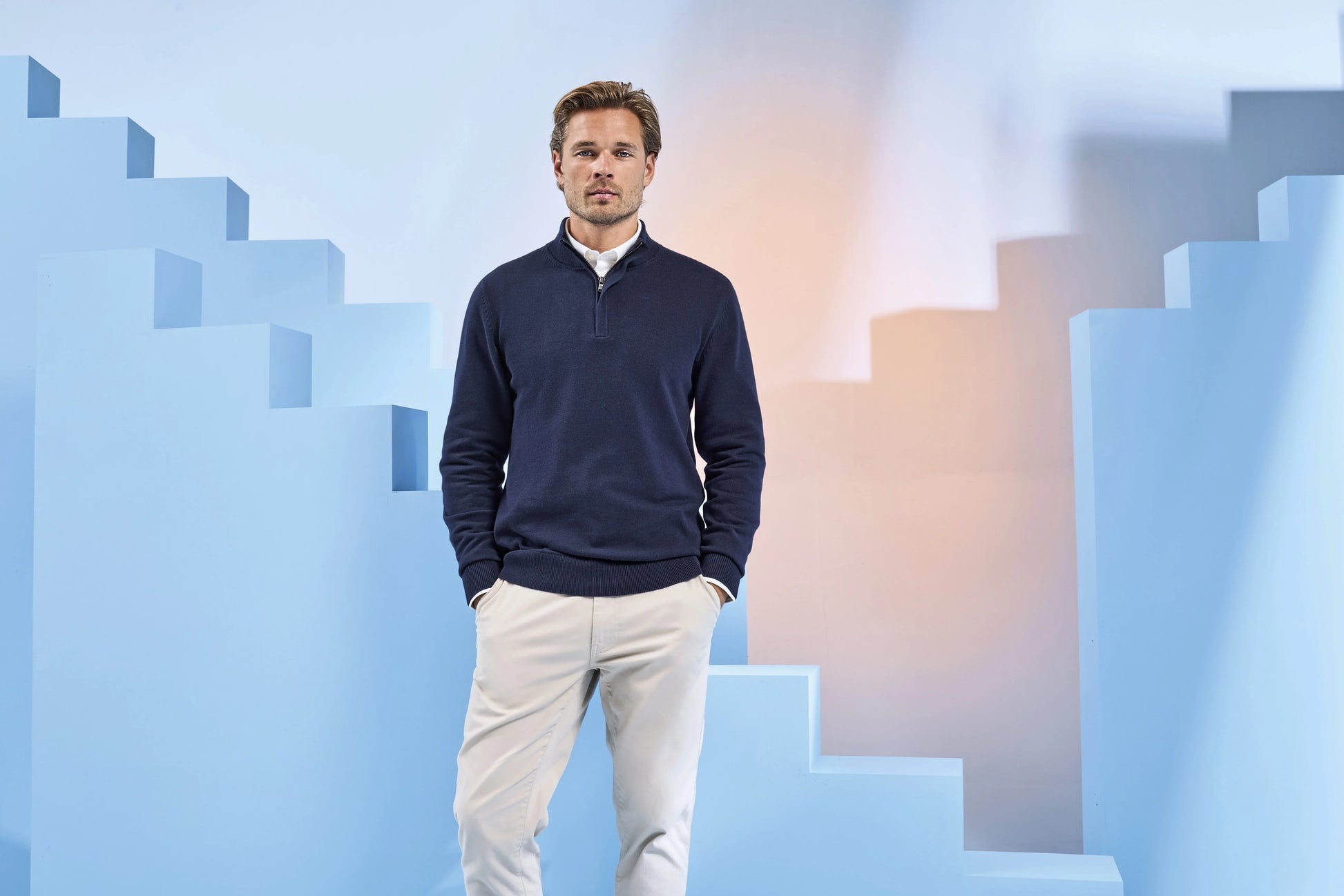Asquith & Fox Men´s Cotton Blend 1/4 Zip Sweater