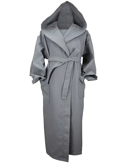 DeLuxe Velour Bathrobe with hood AR028 Anthracite Grey