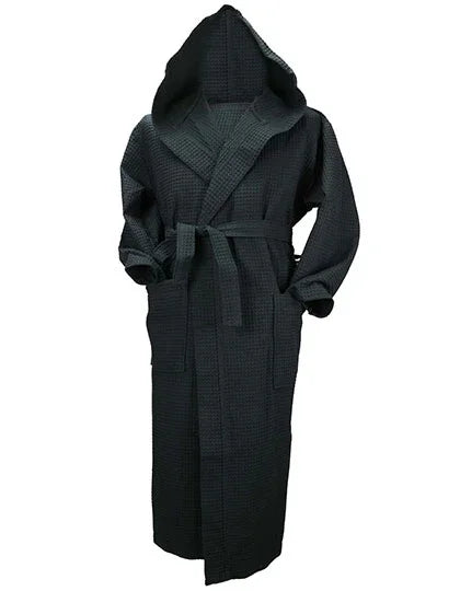 DeLuxe Velour Bathrobe with hood AR028 Black