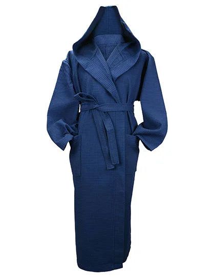 DeLuxe Velour Bathrobe with hood AR028 French Navy