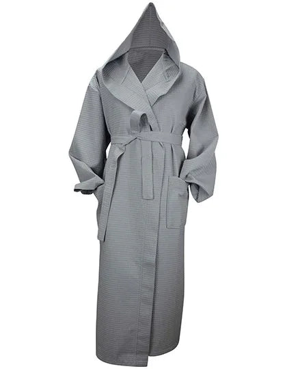 DeLuxe Velour Bathrobe with hood AR028 Light Grey