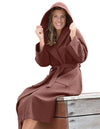 DeLuxe Velour Bathrobe with hood AR028 Old Pink
