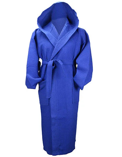 DeLuxe Velour Bathrobe with hood AR028 True Blue