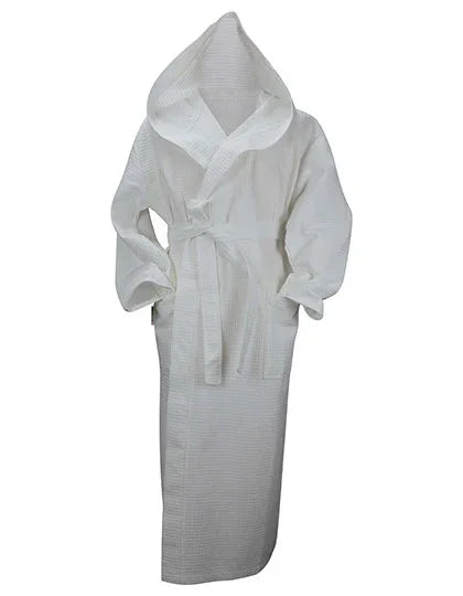 DeLuxe Velour Bathrobe with hood AR028 White