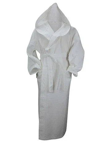 DeLuxe Velour Bathrobe with hood AR028 White