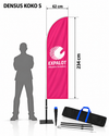 EXPALOT – Rantalippupaketti DENSUS S–XL – Painatus + tanko + jalusta + kantolaukkutti DENSUS–XL – Painatus + tanko + jalusta + kantolaukku