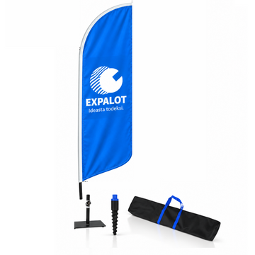 EXPALOT – Rantalippupaketti ATTICUS S–XL – Painatus + tanko + jalusta + kantolaukku