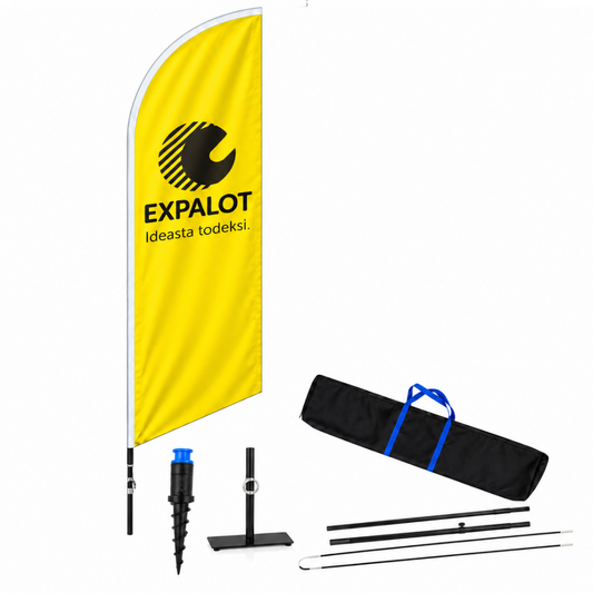 EXPALOT – Rantalippupaketti BRUTUS S–XL – Painatus + tanko + jalusta + kantolaukku