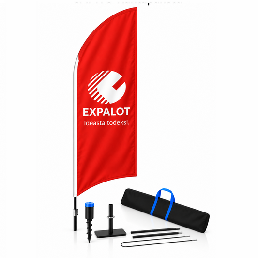 EXPALOT – Rantalippupaketti CAPITO S–XL – Painatus + tanko + jalusta + kantolaukku