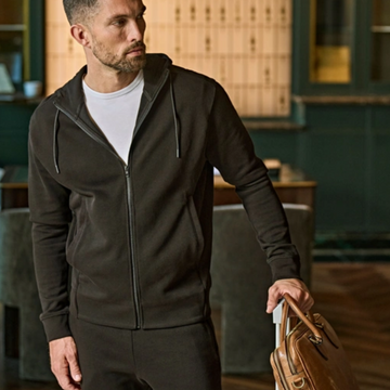 Tee Jays Ribbed Interlock Hooded Full Zip -5508