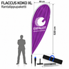 EXPALOT – Rantalippupaketti FLACCUS S–XL – Painatus + tanko + jalusta + kantolaukku