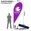 EXPALOT – Rantalippupaketti FLACCUS S–XL – Painatus + tanko + jalusta + kantolaukku