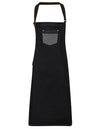 Premier Workwear Division Waxed Look Denim Bib Apron With Faux Leather  --PW136