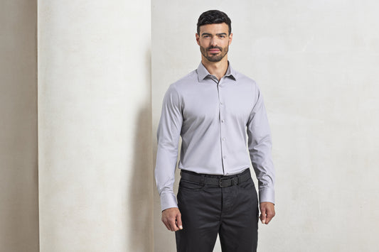 Premier Workwear Men´s Stretch Fit Poplin Long Sleeve Cotton Shirt