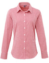 Premier Workwear Women´s Microcheck (Gingham) Long Sleeve Cotton Shirt  --PW320
