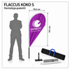 EXPALOT – Rantalippupaketti FLACCUS S–XL – Painatus + tanko + jalusta + kantolaukku